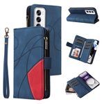 Per OPPO Reno12 5G Global Dual-color 9 slot per schede Custodia per telefono in pelle con cerniera a portafoglio (blu)