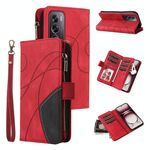 Per OPPO Reno12 Pro Global Dual-color 9 slot per schede Custodia per telefono in pelle con cerniera a portafoglio(Rosso)