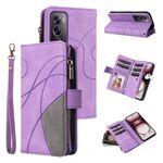 Per OPPO Reno12 Pro Global Dual-color 9 slot per schede Custodia per telefono in pelle con cerniera a portafoglio (viola)