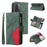 Per OPPO Reno12 Pro Global Dual-color 9 slot per schede Custodia per telefono in pelle con cerniera a portafoglio (verde)