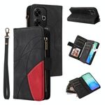 Custodia per cellulare in pelle con cerniera a portafoglio con 9 slot per schede Global Dual-color Redmi 13 4G (nero)