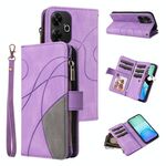 Per Redmi 13 4G Global Dual-color 9 Card Slots Zipper Wallet Custodia per telefono in pelle (viola)
