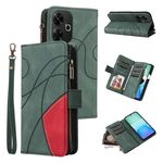 Custodia per cellulare in pelle con cerniera a portafoglio con 9 slot per schede Global Dual-color Redmi 13 4G (verde)