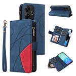 Per Redmi 13 4G Global Dual-color 9 Card Slots Portafoglio con cerniera Custodia in pelle per telefono (blu)