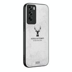 Per OPPO Reno12 Pro Custodia per telefono all-inclusive in pelle con testa di cervo globale (bianca)