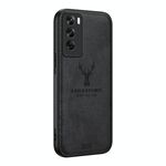 Per OPPO Reno12 Custodia per telefono all-inclusive con pelle di cervo globale (nera)