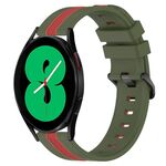 Per Samsung Galaxy Watch4 44mm 20mm Cinturino in silicone bicolore verticale (verde militare + rosso)