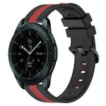 Per Samsung Galaxy Watch 42mm 20mm Cinturino in silicone bicolore verticale (nero + rosso)