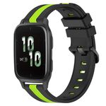 Per Garmin Forerunner Sq2 Cinturino in silicone bicolore verticale da 20 mm (nero + verde lime)