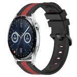 Per Huawei Watch GT3 42mm 20mm Cinturino in silicone bicolore verticale (nero + rosso)