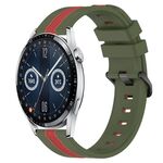 Per Huawei Watch GT3 42mm 20mm Cinturino in silicone bicolore verticale (verde militare + rosso)