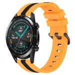 Per Huawei Watch GT2 42mm 20mm Cinturino in silicone bicolore verticale (giallo + nero)