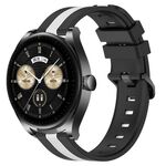 Per Huawei Watch Buds Cinturino in silicone bicolore verticale da 22 mm (nero + bianco)