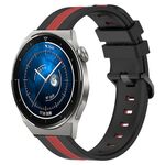 Per Huawei Watch GT3 Pro 46mm 22mm Cinturino in silicone bicolore verticale (nero + rosso)