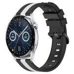 Per Huawei Watch GT3 46mm 22mm Cinturino in silicone bicolore verticale (nero + bianco)