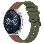 Per Huawei Watch GT3 46mm 22mm Cinturino in silicone bicolore verticale (verde militare + rosso)