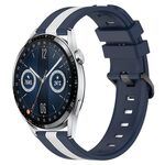 Per Huawei Watch GT3 46mm 22mm Cinturino in silicone bicolore verticale (blu + bianco)