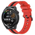 Per Huawei Watch GT Runner 22mm Cinturino in silicone bicolore verticale (rosso + nero)