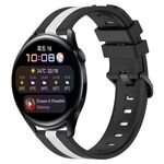 Per Huawei Watch 3 Cinturino in silicone bicolore verticale da 22 mm (nero + bianco)