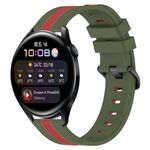 Per Huawei Watch 3 Cinturino in silicone bicolore verticale da 22 mm (verde militare + rosso)