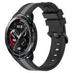 For Honor Watch GS Pro 22mm Cinturino in silicone bicolore verticale (nero + grigio)