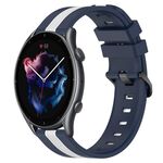 Per cinturino in silicone bicolore verticale Amazfit GTR 3 Pro 22mm (blu + bianco)