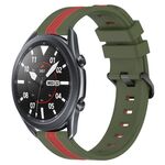 Per Samsung Galaxy Watch3 45mm 22mm Cinturino in silicone bicolore verticale (verde militare + rosso)