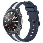 Per Samsung Galaxy Watch3 45mm 22mm Cinturino in silicone bicolore verticale (blu + bianco)