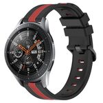 Per Samsung Galaxy Watch 46mm 22mm Cinturino in silicone bicolore verticale (nero + rosso)