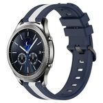 Per Samsung Gear S3 Classic 22mm Cinturino in silicone bicolore verticale (blu + bianco)