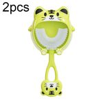 S8 2 pezzi spazzolino manuale in silicone a forma di U per animali da cartone animato per bambini per 2-12 anni (tigre verde)