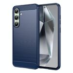 Per Samsung Galaxy S24 FE 5G Custodia in TPU con texture spazzolata in fibra di carbonio (blu)