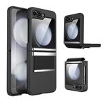 Custodia per telefono antiurto in pelle pieghevole hardware per Samsung Galaxy Z Flip6 5G (nero argento)