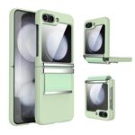 Custodia per telefono antiurto in pelle pieghevole hardware per Samsung Galaxy Z Flip6 5G (verde argento)