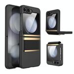 Custodia per telefono antiurto in pelle pieghevole hardware per Samsung Galaxy Z Flip6 5G (oro nero)