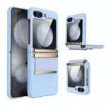 Custodia per telefono antiurto in pelle pieghevole hardware per Samsung Galaxy Z Flip6 5G (oro blu lavanda)