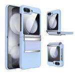 Custodia per telefono antiurto in pelle pieghevole hardware per Samsung Galaxy Z Flip6 5G (blu lavanda argento)