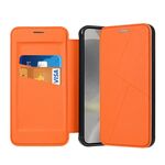 Per Samsung Galaxy S24+ 5G Magnetic Armor Series Custodia per telefono in pelle con slot per schede RFID (arancione)