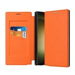 Per Samsung Galaxy S24 Ultra 5G Magnetic Armor Series Custodia per telefono in pelle con slot per schede RFID (arancione)
