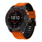 Cinturino per orologio in silicone con motivo in fibra di carbonio bicolore da 22 mm (arancione nero)