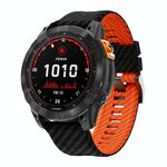 Cinturino per orologio in silicone con motivo in fibra di carbonio bicolore da 22 mm (nero arancione)