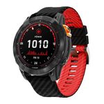 Cinturino per orologio in silicone con motivo in fibra di carbonio bicolore da 22 mm (nero rosso)