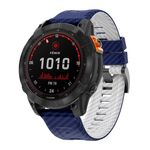 Cinturino per orologio in silicone con motivo in fibra di carbonio bicolore da 26 mm (blu reale bianco)