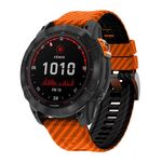 Cinturino per orologio in silicone con motivo in fibra di carbonio bicolore da 26 mm (arancione nero)