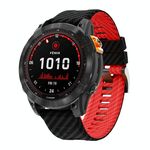 Cinturino per orologio in silicone con motivo in fibra di carbonio bicolore da 26 mm (nero rosso)