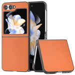 Custodia per telefono a copertura totale con cornice nera in pelle PU per Samsung Galaxy Z Flip6 (arancione)