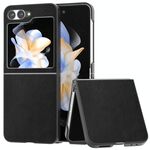 Per Samsung Galaxy Z Flip6 Custodia per telefono con copertura completa in pelle PU e cornice nera (nero)