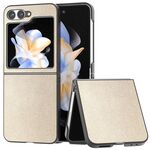 Per Samsung Galaxy Z Flip6 Custodia per telefono con copertura completa in pelle PU e cornice nera (oro)