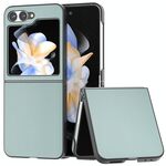Custodia per telefono a copertura totale con telaio nero in pelle PU per Samsung Galaxy Z Flip6 (azzurro)