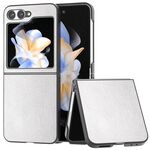 Per Samsung Galaxy Z Flip6 Custodia per telefono con copertura completa in pelle PU e cornice nera (argento)